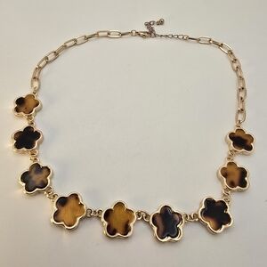 Elegant Gold and Brown Floral Necklace